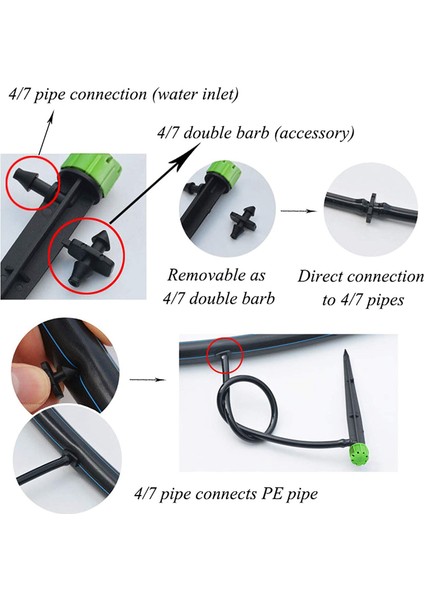 4/7 mm Tüp Için 60 Adet 360 Derece Ayarlanabilir Sulama Damlatıcı (Yurt Dışından) indirimleri