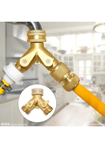 Nanlıy-3/4 Inç 2 Yollu Hortum Ayırıcı Pirinç Y Vana Bahçe Musluk Bağlantısı 2x3/4 Inç Pirinç Su Musluğu Dış Musluk Kiti (Yurt Dışından) indirimleri