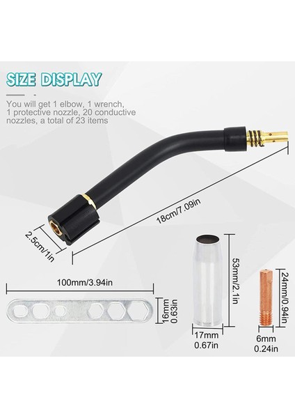Srıwen 20 Adet 0.8mm Mıg Kaynak Nozulları 15AK Mıg/mag Kontak Borusu ile 1 Gaz Nozulu, 1 Alet ve 1 Brülör (Yurt Dışından)
