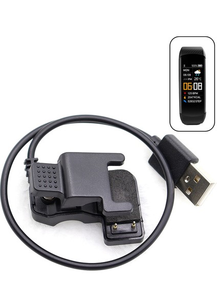 TW64 Akıllı Saat Evrensel USB Şarj Kablosu Siyah 2/3 Pin Şarj Klipsi Fengshi (Yurt Dışından)