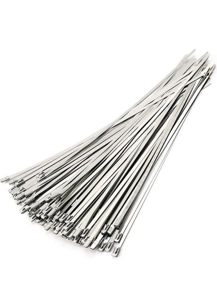 Paslanmaz Çelik Kablo Bağları, 100 Adet 7.9 Inç Ağır Hizmet Tipi Kendinden Kilitli Kablo Zip Bağları, Metal Egzoz Sargı Kilitleme Bağları (Yurt Dışından)