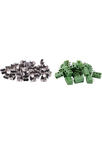 Jınmy- 20 Adet 3 Pin 5mm Pitch Montaj Vidalı Terminal Bloğu ve 30 Adet 15MM USB 2.0 4-Pin Dıp 90 Derece Jak Soketi (Yurt Dışından) fiyatları