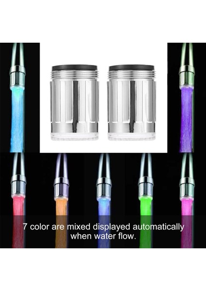 Çift Renkli LED Işık Su Glow Musluk Musluk Başlığı Paslanmaz Çelik Su Musluğu - Renkli (Yurt Dışından) modelleri