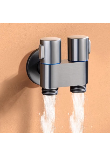 Parça 1 In 2 Out Yönlendirici Açı Vanası Kendi Kendini Temizleyen Çift Kontrol Banyo Sı (Koyu Gri) (Yurt Dışından)