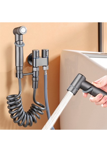 Parça 1 In 2 Out Yönlendirici Açı Vanası Kendi Kendini Temizleyen Çift Kontrol Banyo Sı (Koyu Gri) (Yurt Dışından)