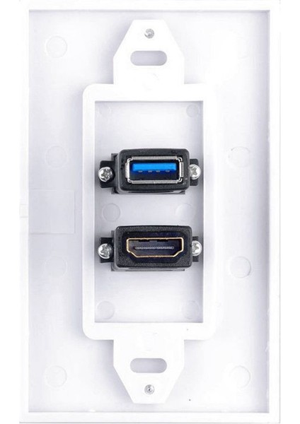 1x 2port HDMI + USB 3.0 Dişi Duvar Yüzü Plaka Paneli Çıkış Soketi Genişletici Beyaz (Yurt Dışından) fırsatları