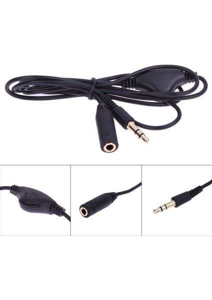 3.5mm Erkek - Dişi Kulaklık Ses Uzatma Genişletici Kablo Ses Kontrolü (Yurt Dışından)