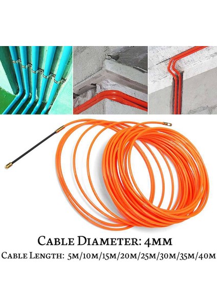 Adet Turuncu Kılavuz Cihazı Naylon Elektrik Kablosu Itme Çektirme Kanalı Yılan Rodder Olta Teli, 5m x 4mm ve 10M x 4mm (Yurt Dışından) modelleri