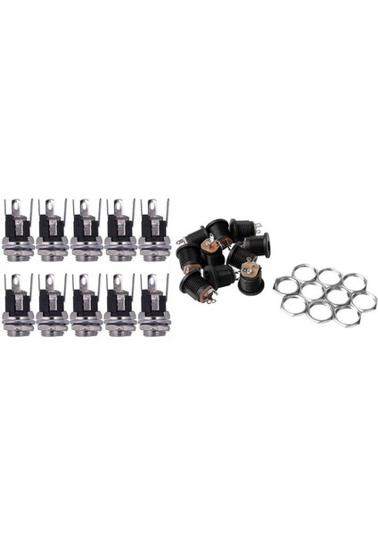 20 Adet Dc Besleme Jak Soketi Dişi Panel Montaj Konnektörü - 10 Adet 5.5x2.1mm ve 10 Adet 18 x 14MM (Yurt Dışından)