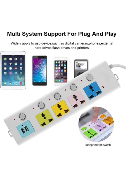 【ayak Izi】 Çok Fonksiyonlu Soket Fişi 4 Soket + 2 USB Bağlantı Noktalı Evrensel Soket 2500W Kablolu Hızlı Şarj Güç Adaptörü USB Takılabilir Kart Yurt Ev Bağımsız Anahtar Soketi (Yurt Dışından) modelleri