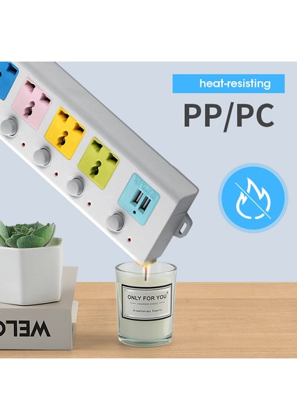 【ayak Izi】 Çok Fonksiyonlu Soket Fişi 4 Soket + 2 USB Bağlantı Noktalı Evrensel Soket 2500W Kablolu Hızlı Şarj Güç Adaptörü USB Takılabilir Kart Yurt Ev Bağımsız Anahtar Soketi (Yurt Dışından) fırsatları