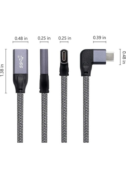 Dik Açılı USB C-1*usb C Dik Açılı Uzatma Kablosu-… (Yurt Dışından)