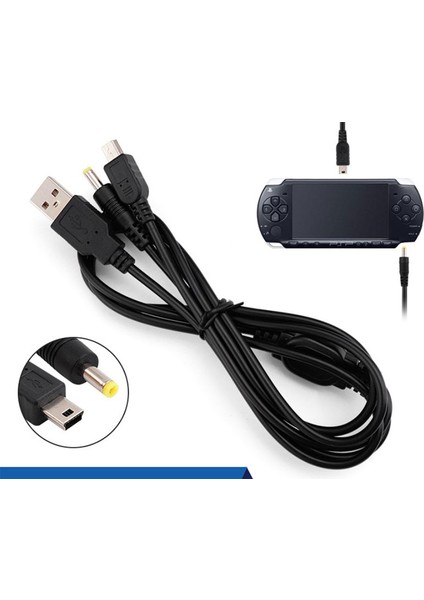 Psp 2000 3000 Oyun Aksesuarları Için 2'si 1 Arada USB Veri Kablosu Şarj Cihazı Şarj Kablosu (Yurt Dışından)