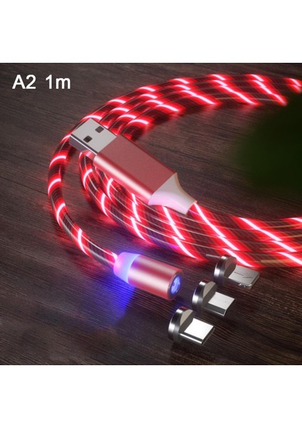 Glow LED Aydınlatma Hızlı Şarj Manyetik USB C Tipi Kablo (Yurt Dışından)