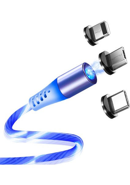 Glow LED Aydınlatma Hızlı Şarj Manyetik USB C Tipi Kablo (Yurt Dışından)