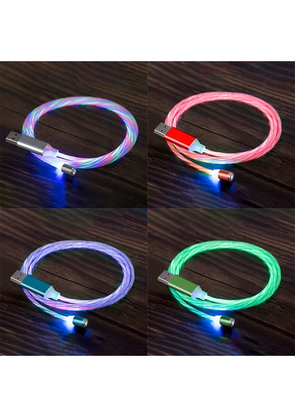 Glow LED Aydınlatma Hızlı Şarj Manyetik USB C Tipi Kablo (Yurt Dışından)