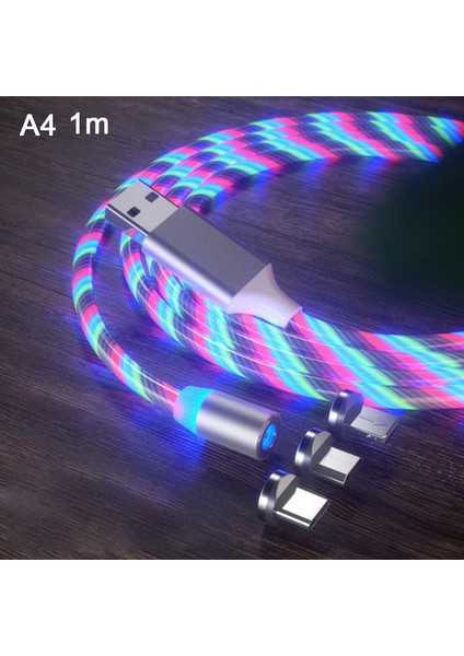Glow LED Aydınlatma Hızlı Şarj Manyetik USB C Tipi Kablo (Yurt Dışından)