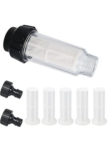 Jaerbee Su Filtresi Bahçe Hortumu, 3/4 Inç Su Ön Filtresi Su Filtresi Seti, 5 Filtre Ek Parçası + 2 Hızlı Adaptör (Yurt Dışından)