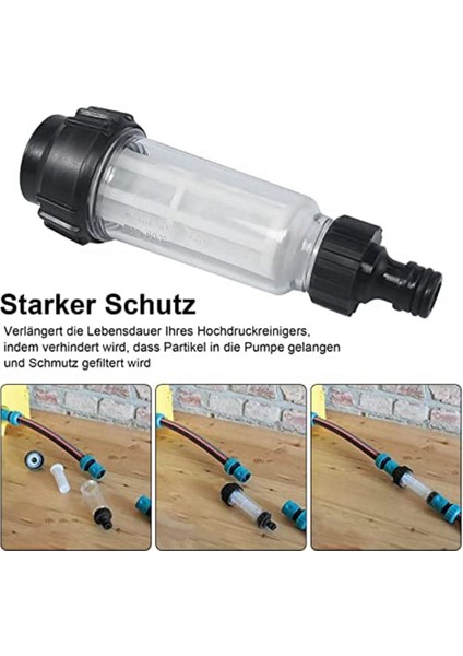 Jaerbee Su Filtresi Bahçe Hortumu, 3/4 Inç Su Ön Filtresi Su Filtresi Seti, 5 Filtre Ek Parçası + 2 Hızlı Adaptör (Yurt Dışından) modelleri