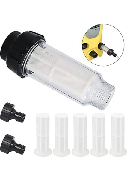 Jaerbee Su Filtresi Bahçe Hortumu, 3/4 Inç Su Ön Filtresi Su Filtresi Seti, 5 Filtre Ek Parçası + 2 Hızlı Adaptör (Yurt Dışından) fırsatları