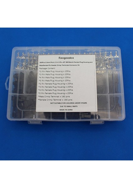 2.5mm Pitch 2 3 4 5 Pin Jst Sm Konnektör Erkek ve Dişi Fiş Konut Konnektör Adaptör Çeşitleri Kiti 560 Adet (560 Adet) (Yurt Dışından)