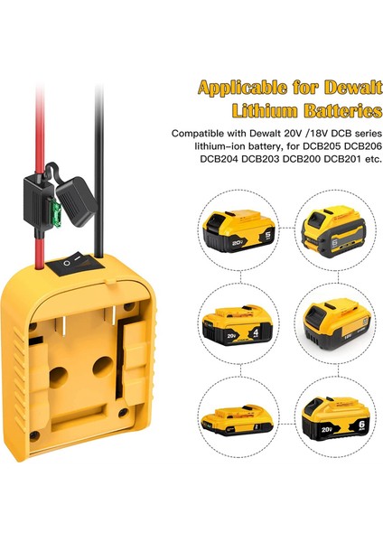 Dewalt 20V /18V A Için Sigortalı ve Anahtarlı Adaptör (Yurt Dışından)