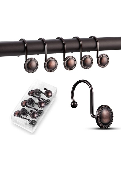 Duş Perdesi Kancaları Ovuşturulmuş Bronz, Paslanmaz Dekoratif Duş Perdesi Halkaları, 16 Parça, Bronz (Yurt Dışından) modelleri