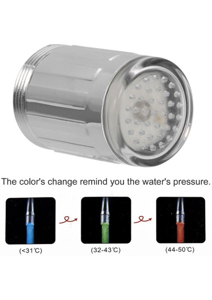 Lala Su Musluğu Kızdırma Duş LED Musluk Işık Basınç Sensörü 3 Renk Rgb Renkli (Yurt Dışından)