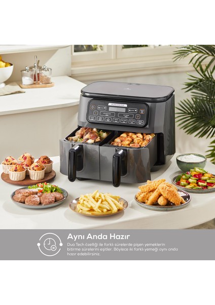 Air Pro Cook Duo Tandır Xxxl 4+4 Litre Airfryer Rosegold 8 Kişilik