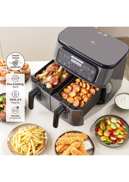 Air Pro Cook Duo Tandır Xxxl 4+4 Litre Airfryer Rosegold 8 Kişilik