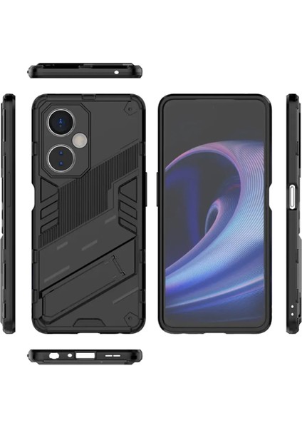 Oneplus Nord Ce 3 Lite Matrix Serisi Armor Standlı Perfect Koruma Kılıf - Siyah AL3416