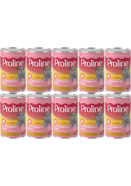 Proline Tavuklu ve Ciğerli Yetişkin Kedi Konservesi 395 Gr*10 Adet