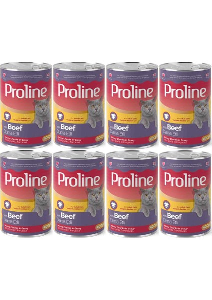 Pro Line Proline Dana Etli Yetişkin Kedi Konservesi 400 Gr*8 Adet