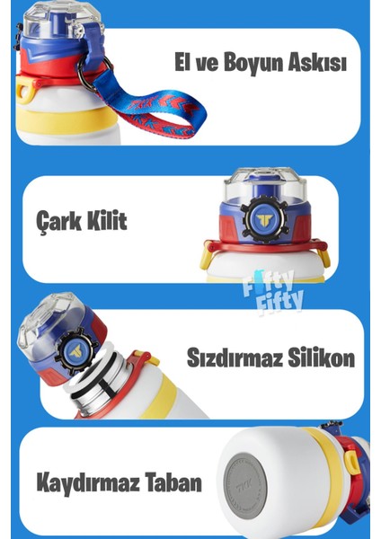Tkk 600 ml Çelik Su Matarası Çift Kullanım Pipetli/rahat Içim 12 Saat Sıcak/24 Saat Soğuk Termos -2029-600ML fırsatları