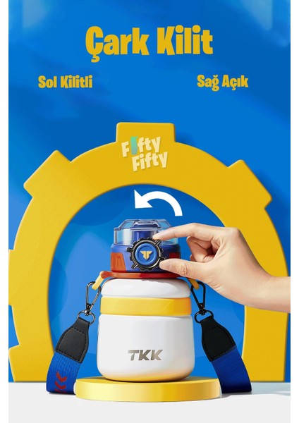 Tkk 600 ml Çelik Su Matarası Çift Kullanım Pipetli/rahat Içim 12 Saat Sıcak/24 Saat Soğuk Termos -2029-600ML indirimleri