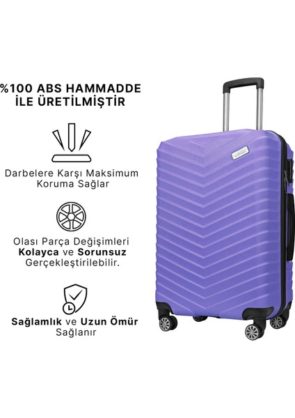 WX-1001 Mor Büyük&Orta 2'li Set Bavul&Valiz