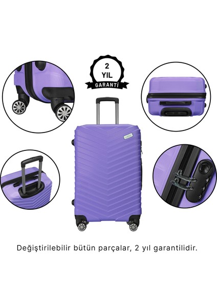 WX-1001 Mor Büyük&Orta 2'li Set Bavul&Valiz