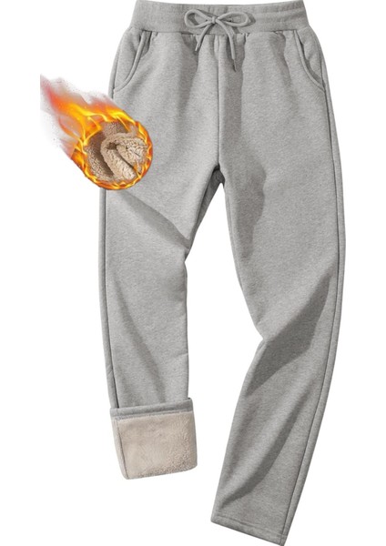 Erkek Ultra Termal Kışlık Sherpa Astarlı Aktif Koşu Normal Paça Jogger Eşofman Altı