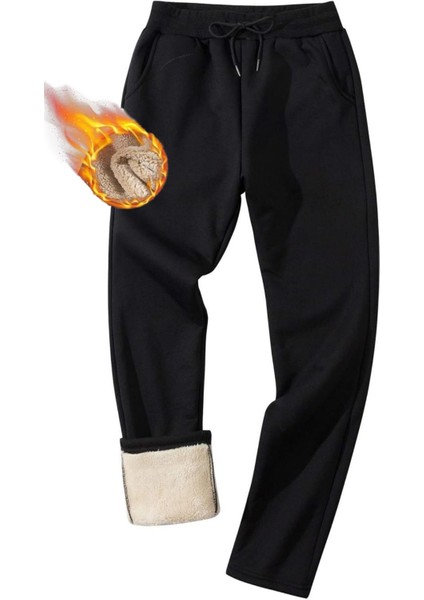 Erkek Ultra Termal Kışlık Sherpa Astarlı Aktif Koşu Normal Paça Jogger Eşofman Altı