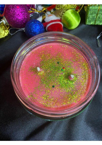 Hediyelik ve Dekoratif Yılbaşı Konseptli Simli Kokulu Soya Mum %100 Vegan(Christmas,yılbaşı)