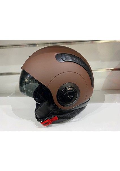 Kask Sx.10 Mat Kahverengi Çenesiz Güneş Gözlüklü