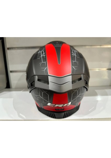 Kask FS-867 Mat Grey/black/red Güneş Vizörlü