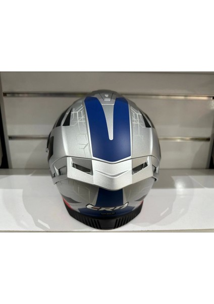 Kask FS-867 Mat Silver/blye/red Güneş Vizörlü