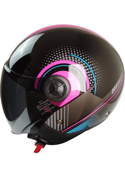 Kasks FX-101 Parlak Siyah/pembe Çenesiz