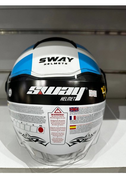 Kask SW-737 Parlak Beyaz/mavi/kırmızı Çenesiz Güneş Gözlüklü fiyatları