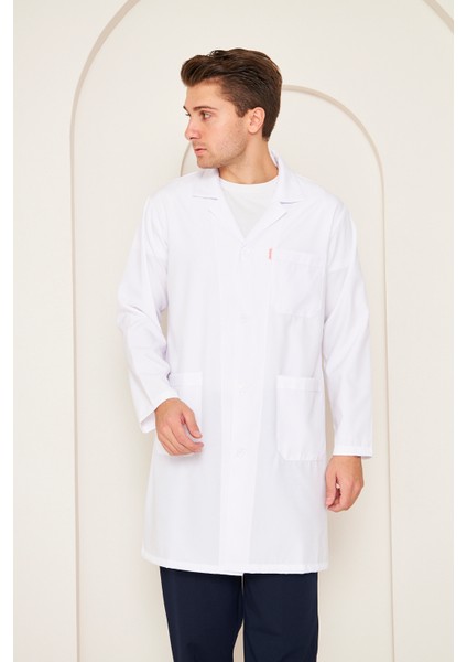 Mervem Alpaka Doktor Önlüğü Erkek Beyaz