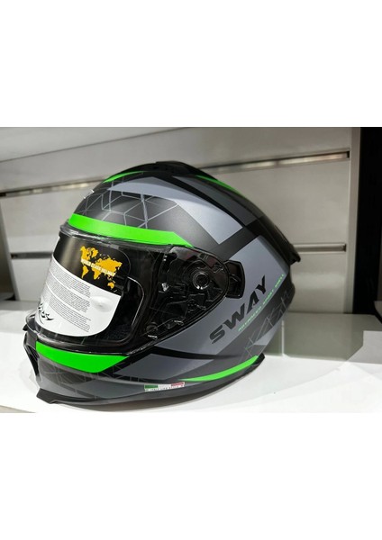 Kask SW-865 Mat Grey/green Güneş Gözlüklü