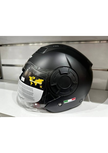 Kask SW-766 Mat Siyah Çenesiz Güneş Gözlüklü