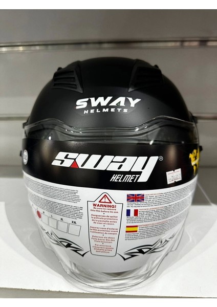 Kask SW-766 Mat Siyah Çenesiz Güneş Gözlüklü