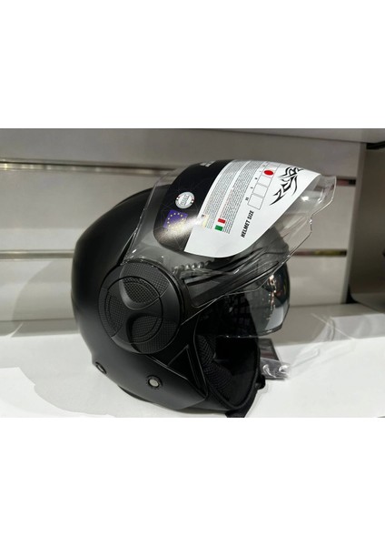 Kask SW-737 Mat Black Çenesiz Güneş Gözlüklü